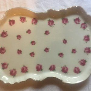 Small China Tray With Roses and Gold Trim